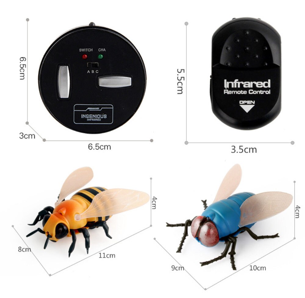 Télécommande infrarouge , jouet de Simulation d&#39;insecte, mouche géante, coccinelle abeille, amusant, d&#39;halloween