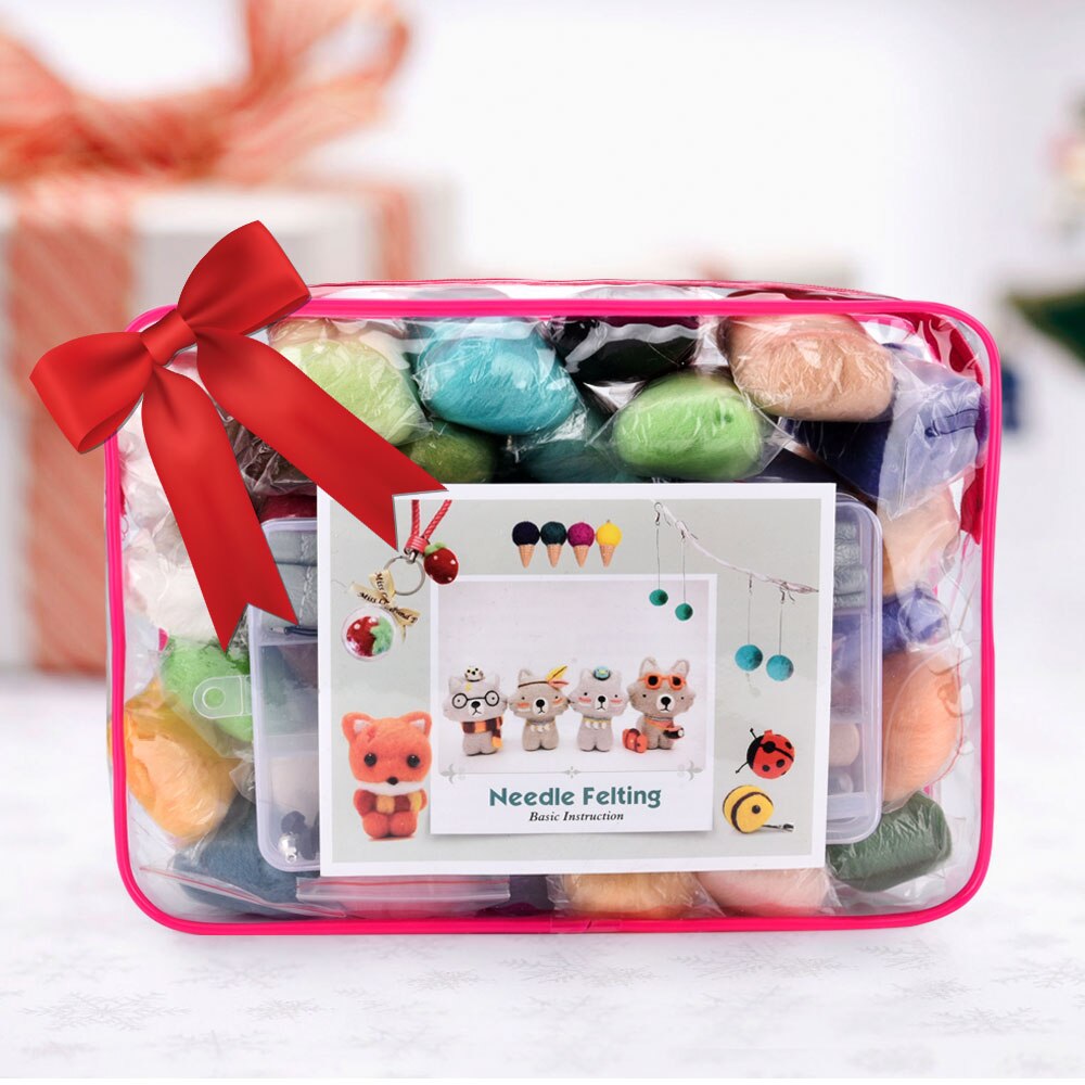 24 kolory wełny włókna wędrujące robić filcowanie igłą DIY robić ręcznego przędzenia włókna robótki filc szycia DIY zestaw robić rękodzieła igły rękodzieło wełna