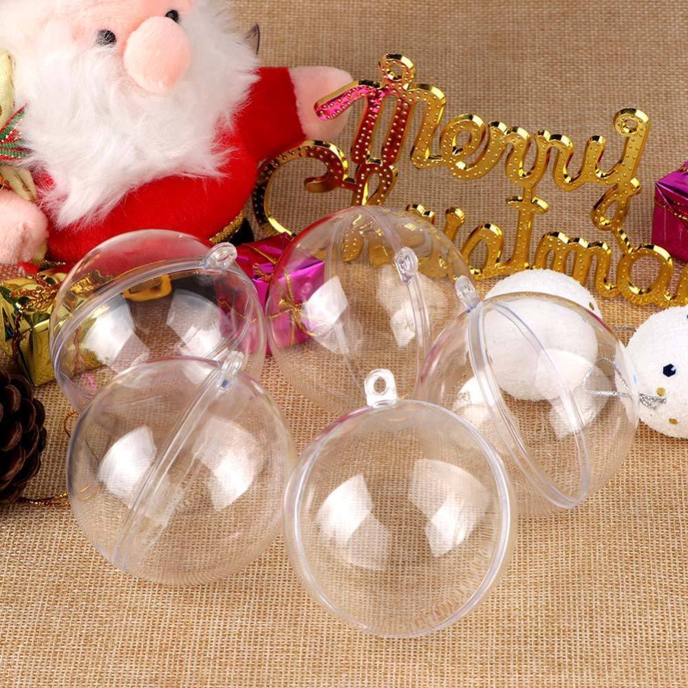 10Pcs Transparent Fill-able Hollow Sphere Xmas Hanging Ornament Party Wedding Decor