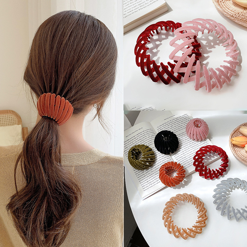 Haar Clip Vogelnest Vormige Magische Haar Houder Fluwelen Haar Ring Bal Hoofd Haar Apparaat Hoge Paardenstaart Haar Artefact Accessoires