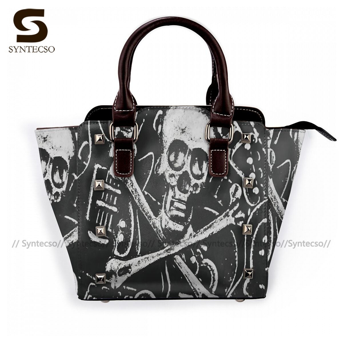 Punk Shoulder Bag Business Woman Handbag Vintage Leather Bags: 3