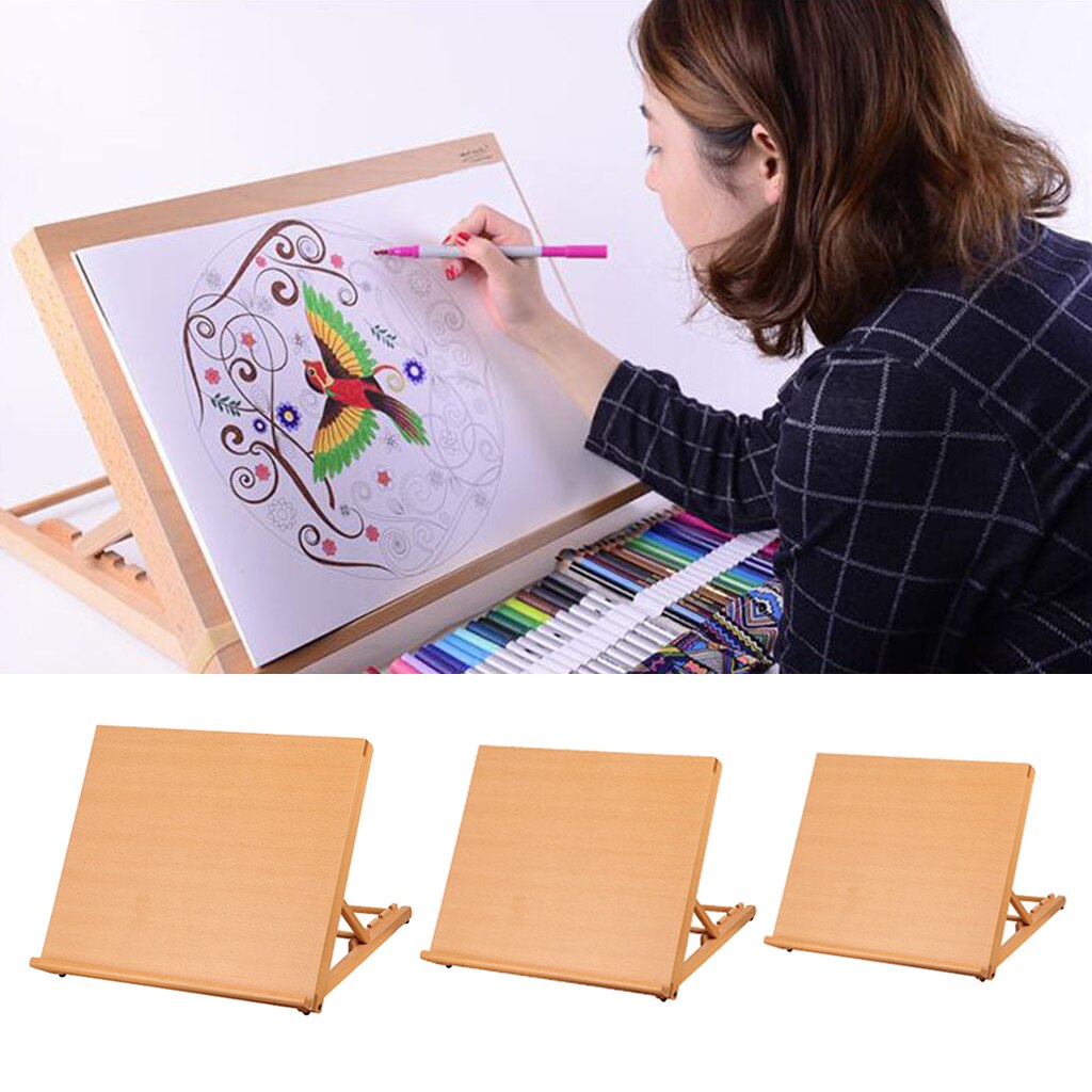 Caballete de madera ajustable para dibujo artístico, tablero portátil para lienzo, pintura, dibujo, soporte para libros