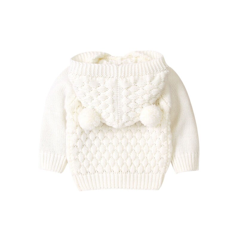 Peuter Baby Kids Jongen Meisjes Gebreide Jas Jas Oor Hooded Uitloper Winter Blouse Trui Gebreide Truien Vest Warme Kleren