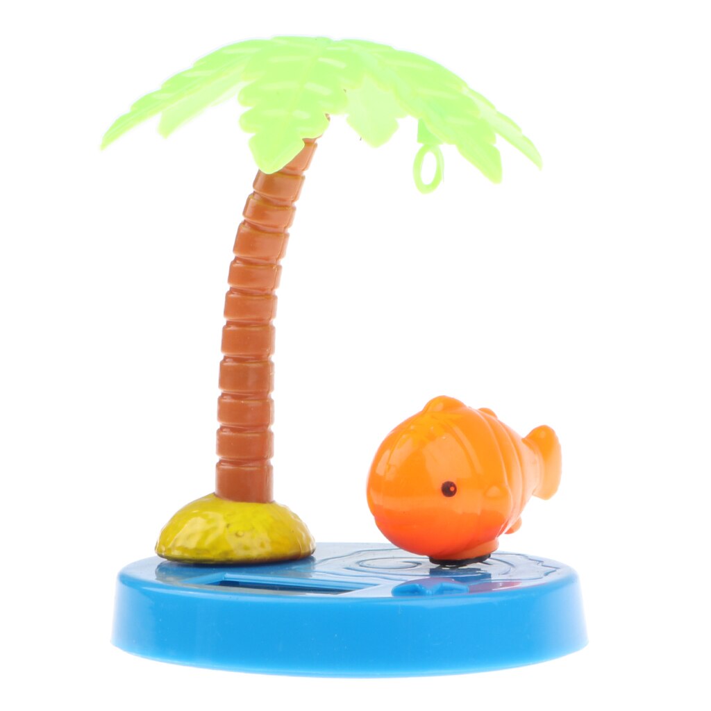 Cute and Coconut Palm Animal Solar Powered Dancing Dolls Toy Car Decor: Orange