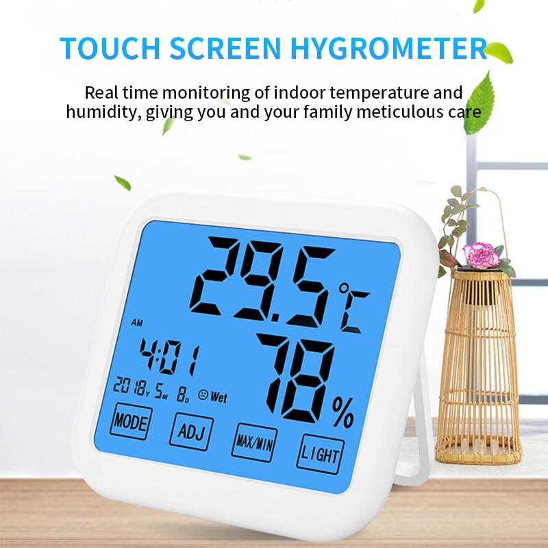 Digital Touch Screen Weather Station Displays Hygrometer Thermometer Indoor Outdoor Sensor Thermo-hygrometer Station^1
