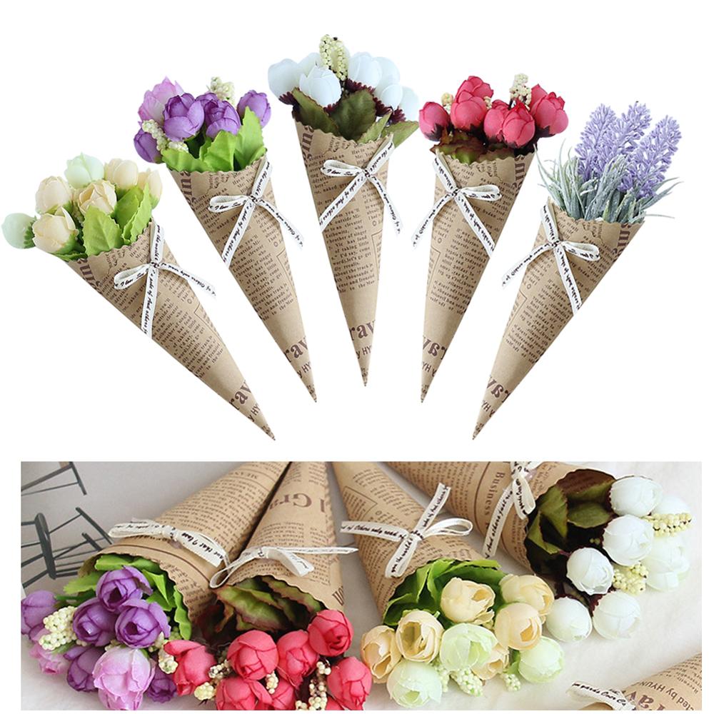 Kraft Paper Handmade Daisy Rose Flowers Artificial Simulation Flowers For Wedding Party Home Bouquet Decoration