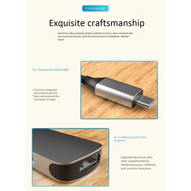 Type-C to HDMI/PD Docking Station 4-In-1 Multi-Function Converter Type Chub Docking Station