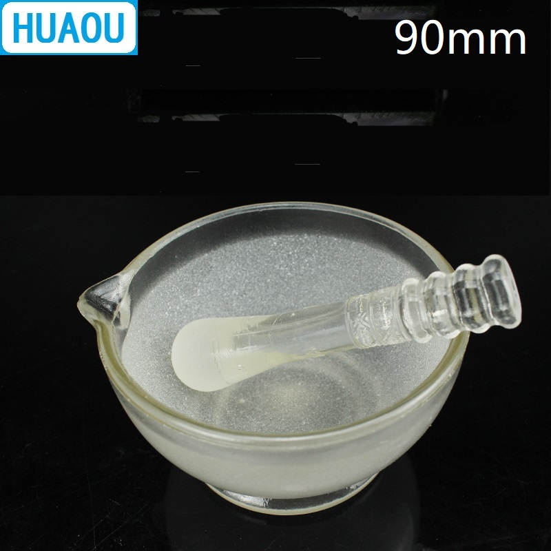 Huaou 90mm glas mørtel med kemisk udstyr til pistil laboratorium