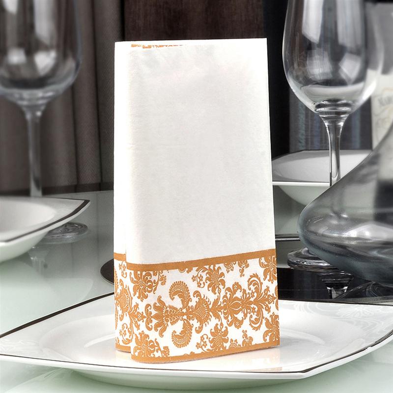Serviettes jetables et légères en tissu 100 pièces | Pratique, imprimé doré, Restaurant, hôtel maison