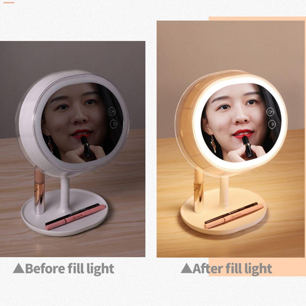 Portugal LED espelho de maquiagem 180 ° giratório de três velocidades de brilho ajustável toque espelho de beleza espelho de maquiagem de mesa portátil para selfie maquiagem luz de preenchimento luz espelho maquiagem