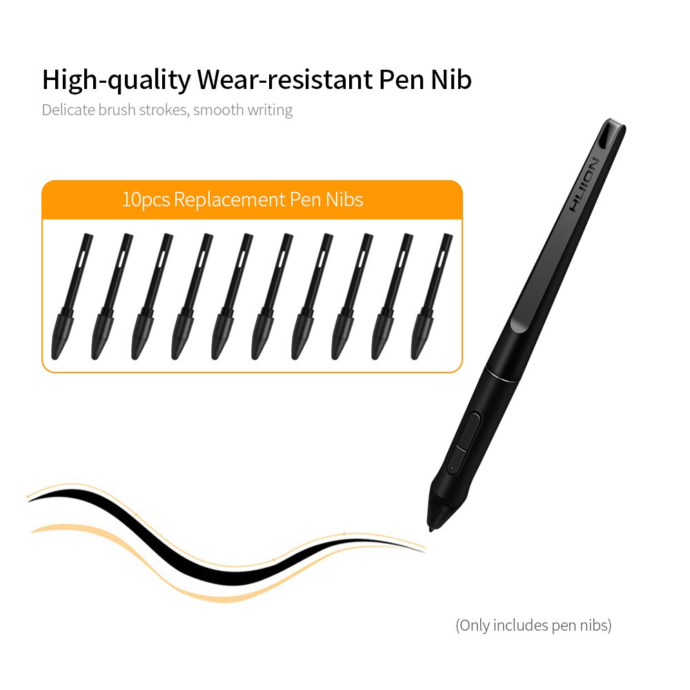 Huion PN01 10pcs Replacement Pen Nibs Graphics Tablet Pen Nibs Wear-resistant Pen Nib for Huion PEN68/PEN80