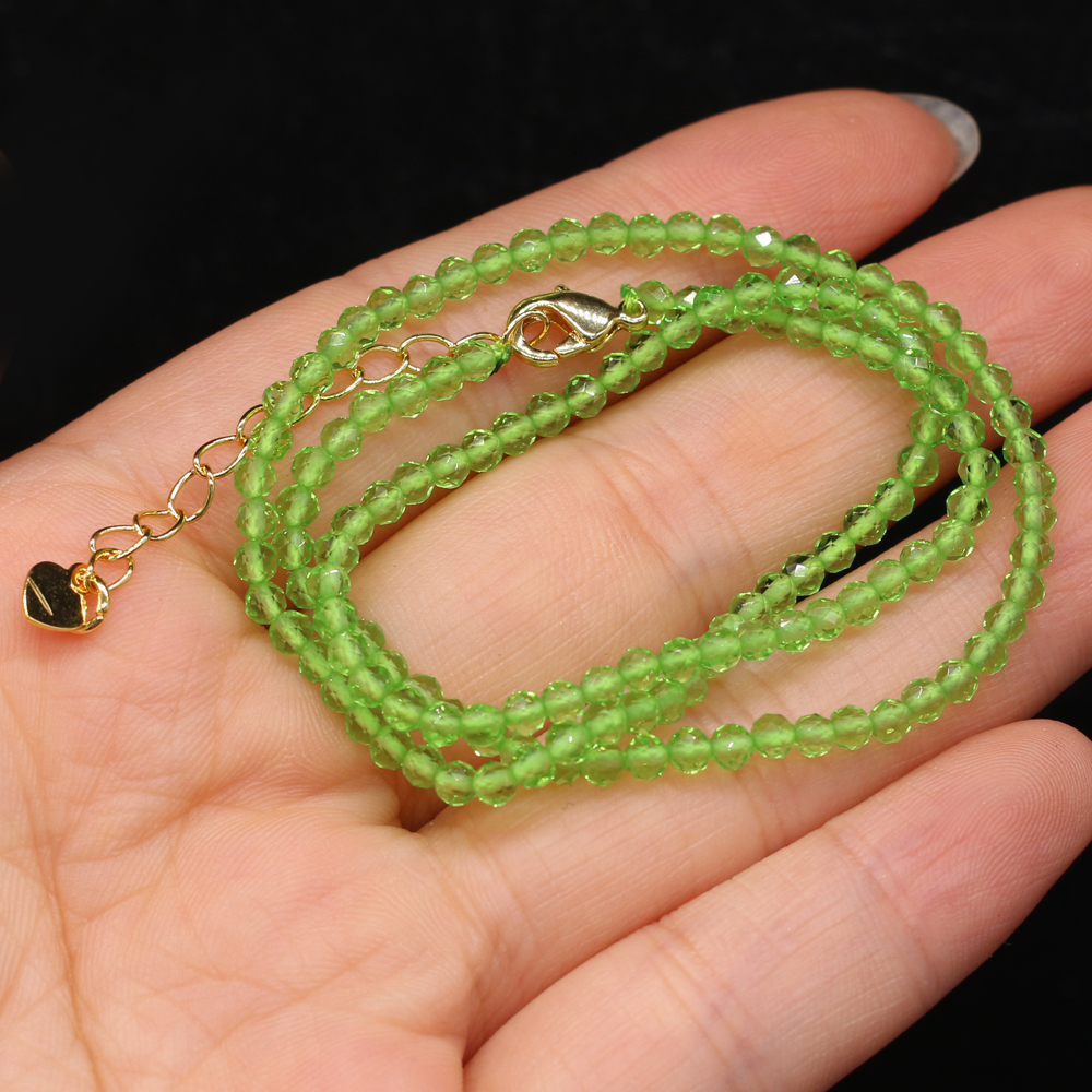 Collar de espinela natural para hombres y mujeres, collar de cuentas de piedra pequeñas de 3mm, accesorios de joyería, el mejor , longitud 38 + 5cm,: Color amarillo dorado claro