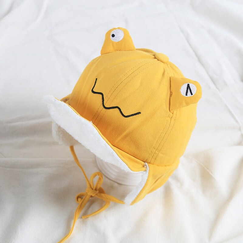 Gorro de piloto de rana para niño, gorros con orejeras, gorros para niño, gorros para niño, gorros cálidos con orejeras, protección para las orejas, gorro Lei Feng, accesorios para niño: YELLOW