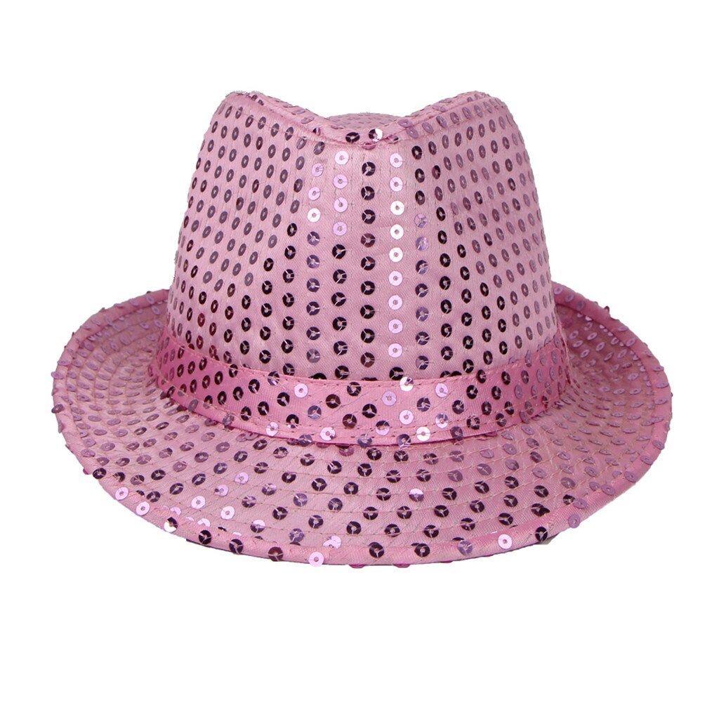 Top Hats Sequin Jazz Hat Trilby Fedora Caps Dance Show Glitter Party Fancy Dress Cute Hats Zylinder Hut Mütze #2S27: Pink
