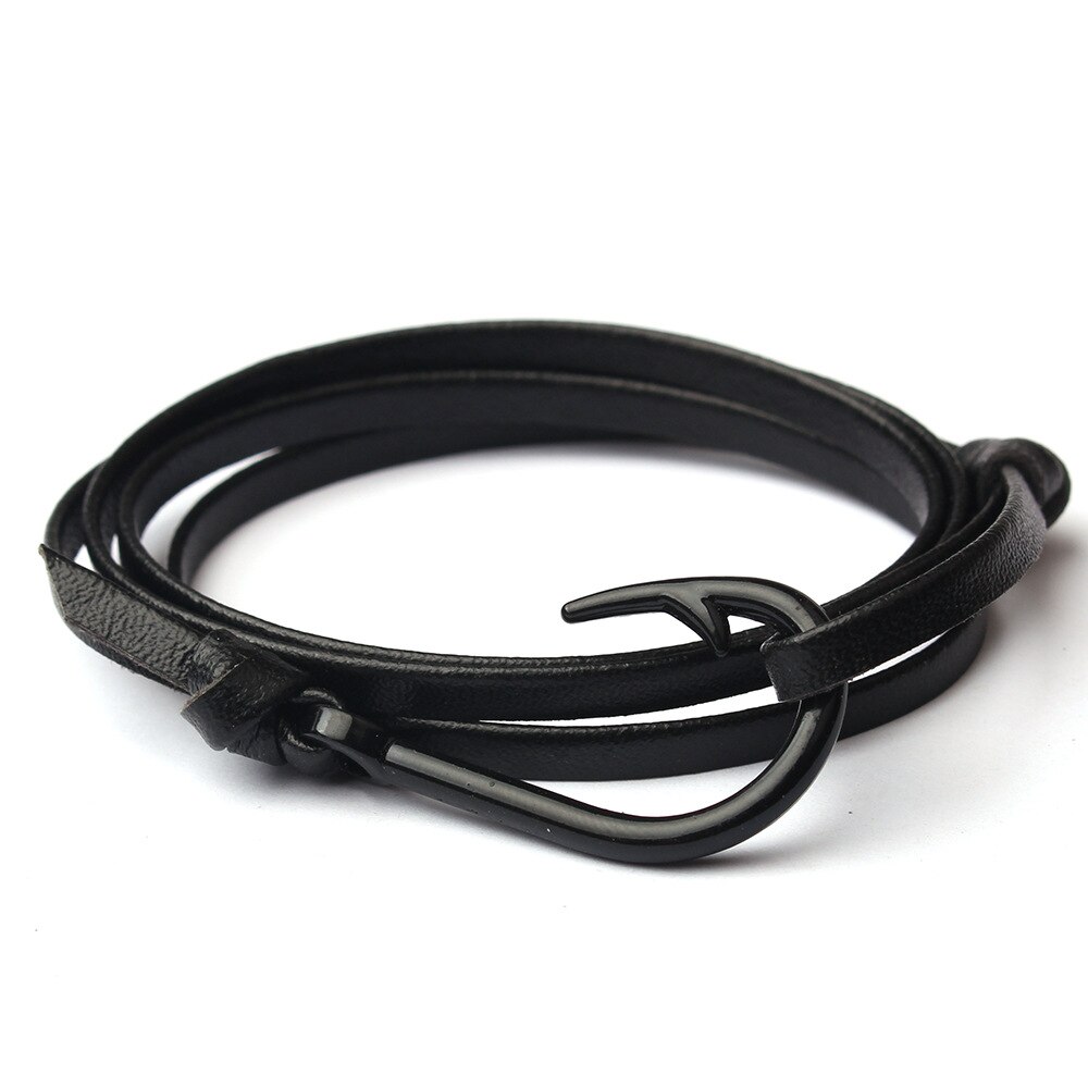 Style European And American-Style Alloy Steel Woven Leather Cord Hologram Bracelets Men&#39;s And Women&#39;s Cool Fishhook: A