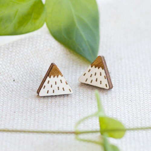 Yoga Mountain Earrings - Minimalist Geometric Studs - Lightweight Jewelry