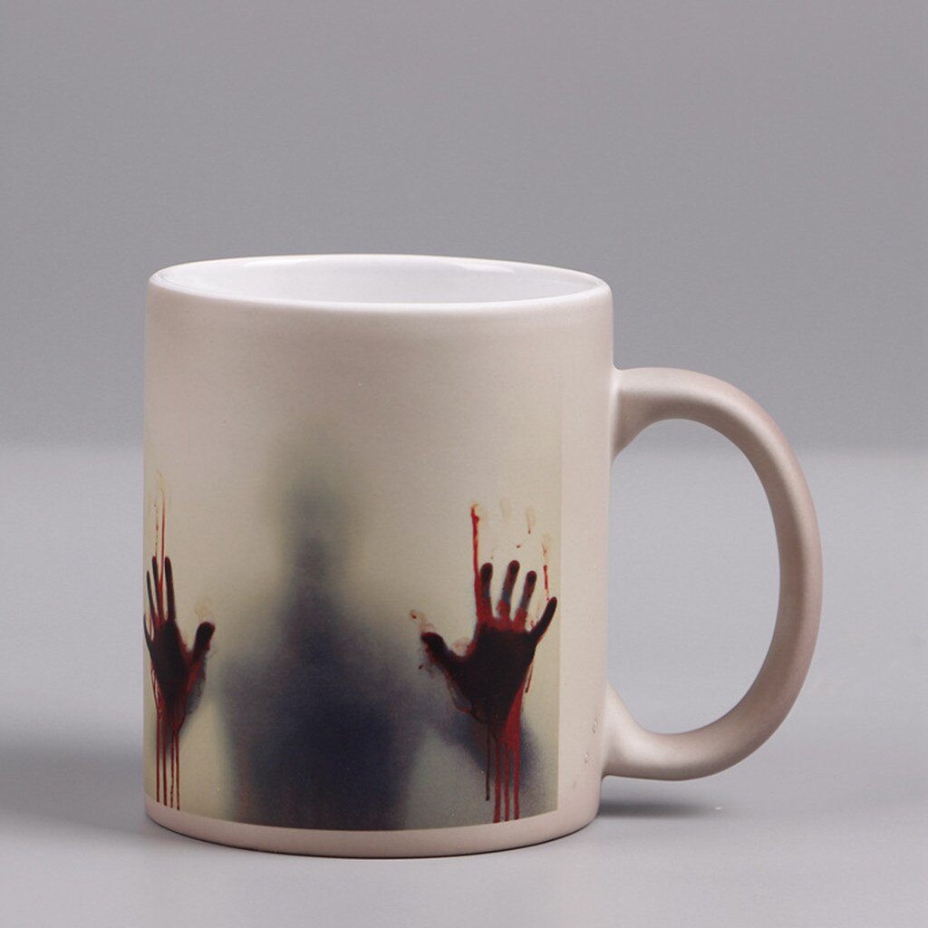 Color Changing Mug Blood Handprint Cup Thermal Color Changing Coffee Cup Beer Mug Tea Glass Whiskey Glass Cups