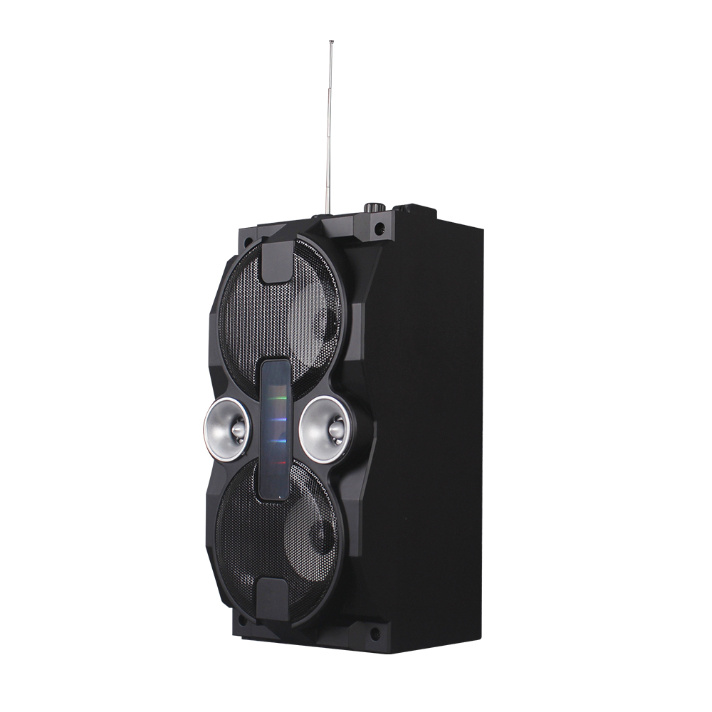 Tragbarer, kabelloser bluetooth-lautsprecher für den außenbereich mit stereo-subwoofer, ukw-radio, led-beleuchtung, tf- und usb-wiedergabe sowie aux-eingang.: Schwarz