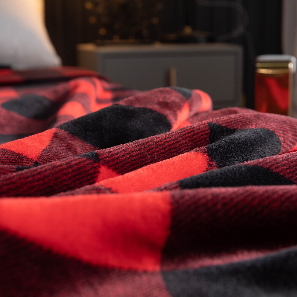 Flanell Vlies Büffel Prüfer Decke Für Bett Super Weiche Samt Plaid aufbringen Karierten Werfen Leichte Mikrofaser