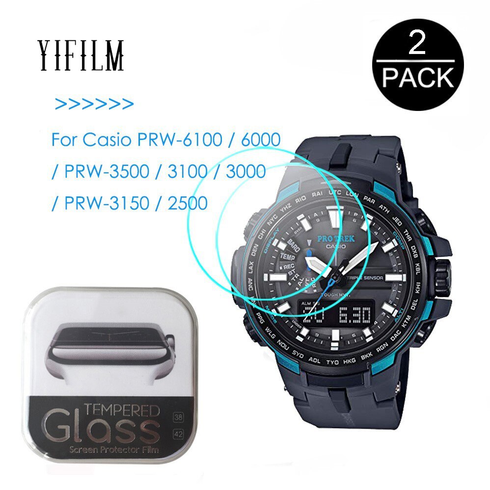 2Pack Voor Casio PRW-6100 PRW-6000 PRW-3510 PRW-3500 PRW-3100 PRW-3000 PRW-2500 Horloge 0.3Mm 2.5D Gehard Glas Screen Protector