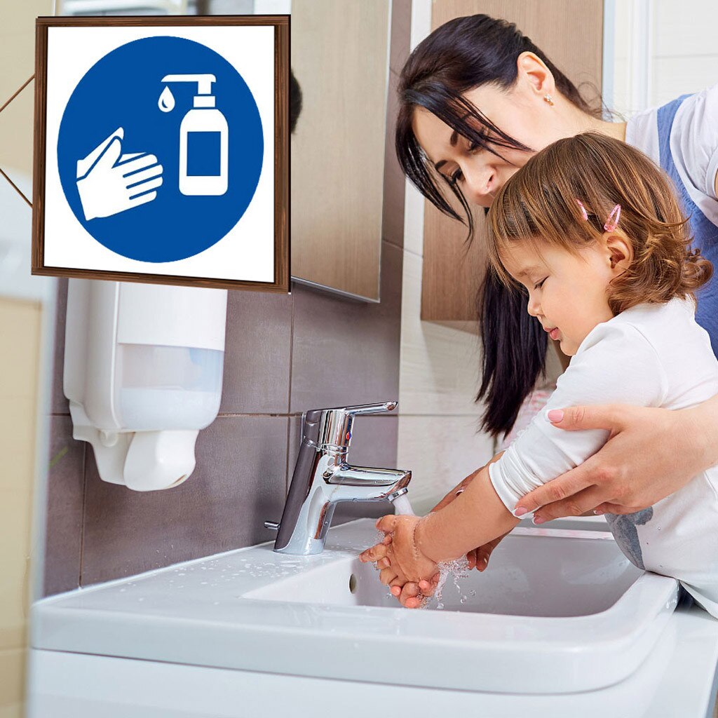 Ground Sign Isolated Label Hand Clean Marker 35cm Diameter Double Sided Sticker Back Wall Tile Stickers Muraux Ground Stickers