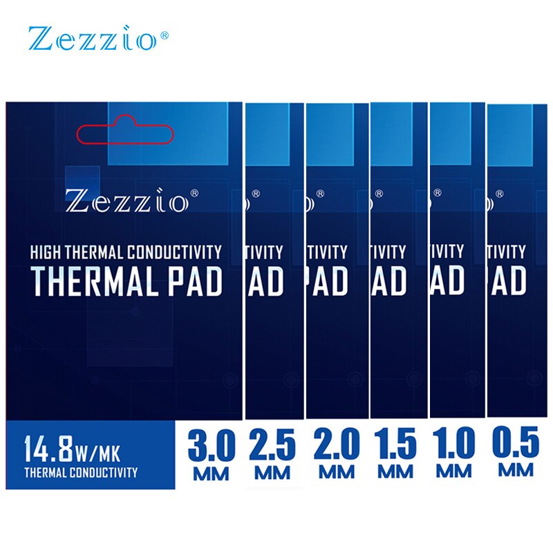 Zezzio 85x45MM,14.8W/mk Thermal Pad For GPU,CPU,RAM,Video Memory,Server,Workstation,Cooling,0.5,1.0,1.5,2.0,2.5,3.0MM Thick