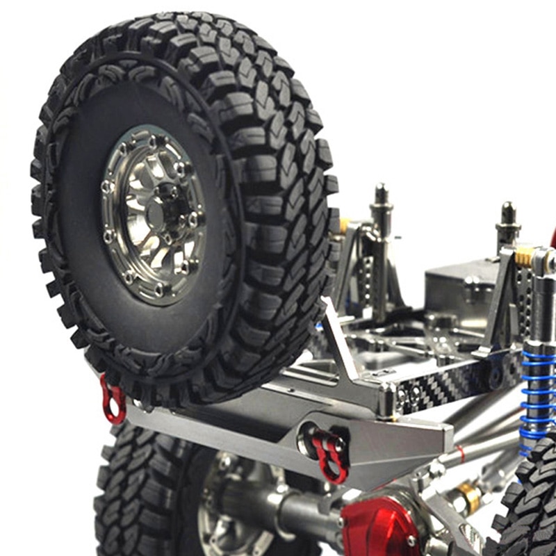 SCX10 CNC Rear Bumper Bull Bar with Spare Tire Carrier Shackles for Rock Crawler Rc Truck SCX10 II Jeep Wrangler