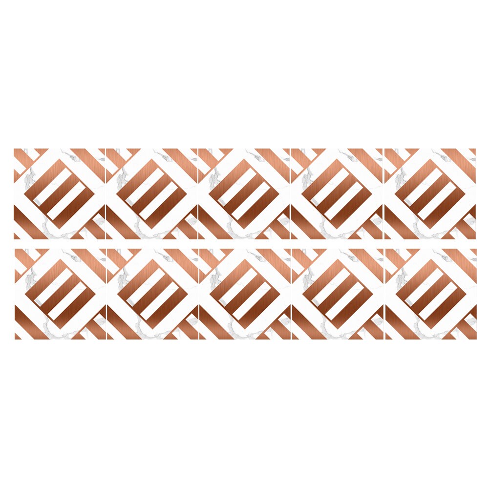 10pcs DIY Geometric Pattern Wall Tile Stickers Waterproof Self-adhesive Kitchen Bathroom Toilet Floor Decals Decor 10X10cm#38: L