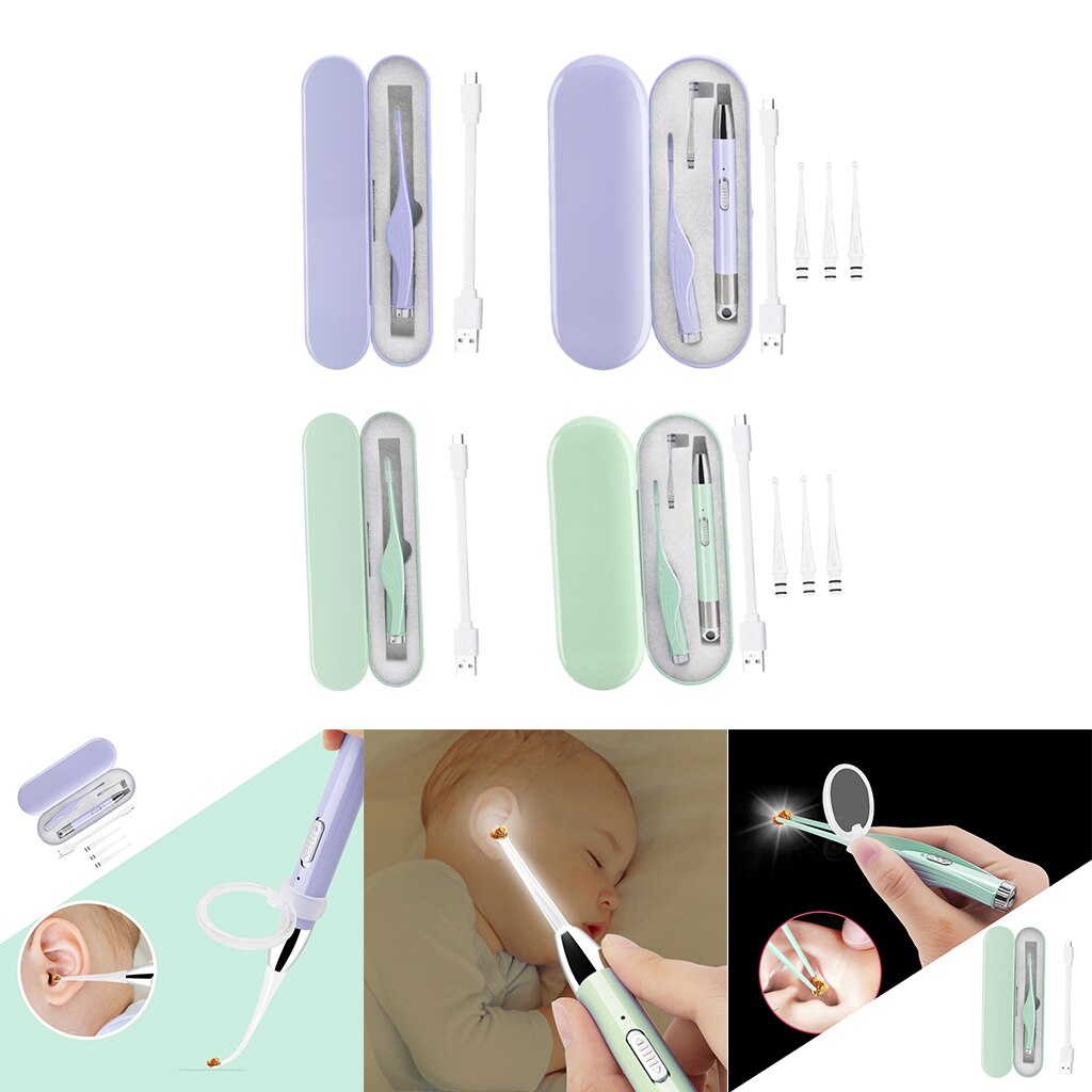 Ear Cleaner Ear Wax Removal Tool Flashlight Earpick Ear Cleaning Earwax Remover Ear Curette Light Spoons