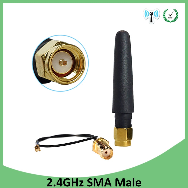 2,4 GHz Antenne wifi 5dBi SMA Stecker 2,4 ghz antena für Router Wi fi Booster + 21cm RP-SMA zu ufl. /IPX 1,13 Zopf Kabel