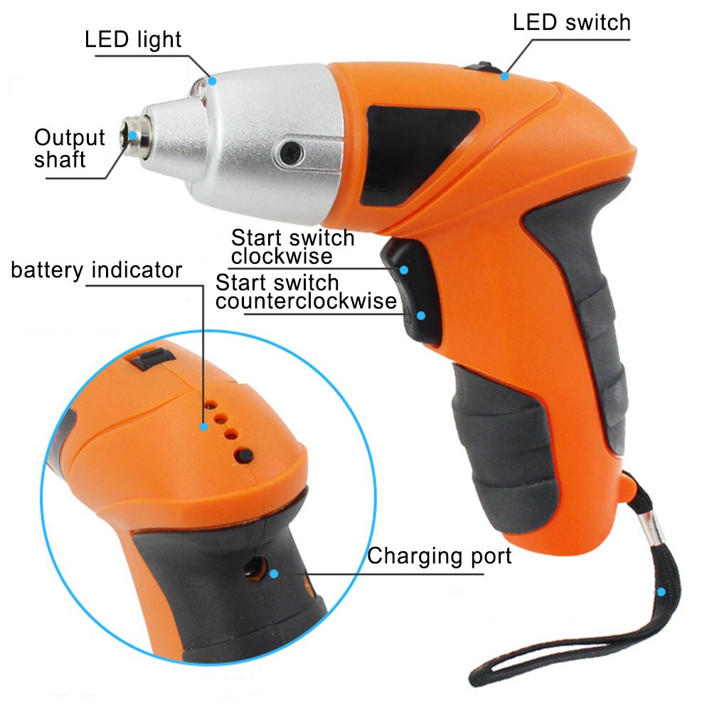 Portable Screwdriver 3.6V Battery Mini Power Rechargeable Hand Drill 220V Electric Screw Driver Tool Kit