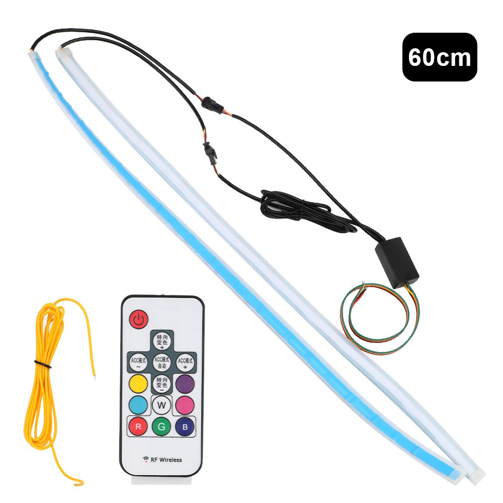 Leepee led richtingaanwijzers drl 2 stuks/set universele multicolor led lichtstrip auto rgb dagrijverlichting flexibel: 60cm