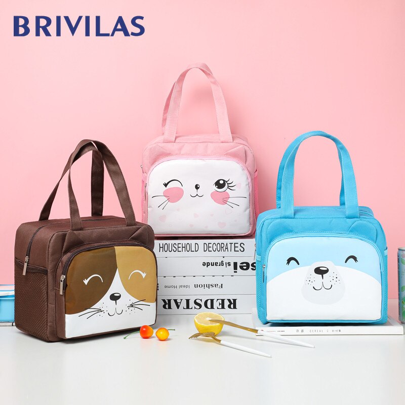 Bolsa térmica kawaii para mujer, bolsa de pícnic escolar con aislamiento térmico a prueba de agua para chico, bolso de almuerzo con asa, bolsa enfriadora portátil con dibujos animados