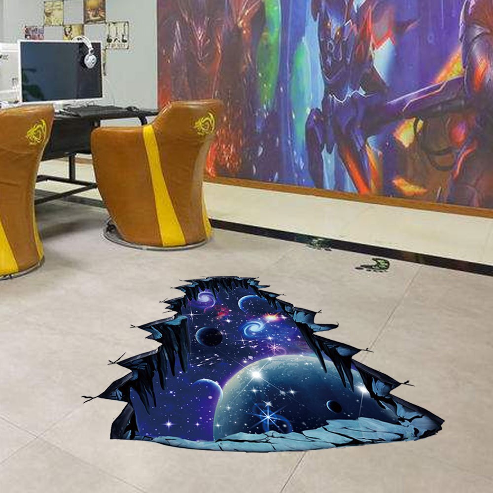 3D Cosmic Galaxy Floor Stickers Milky Way Planets Floor Wall Decals For Living room hallway ceiling Kids room Decor Art