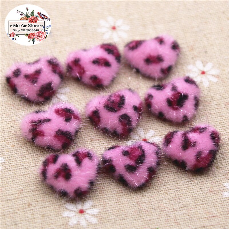 50 st 16mm leopardmönstrat hårigt tyg täckta hjärtknappar hem trädgård hantverk cabochon scrapbooking hår rosett centrum