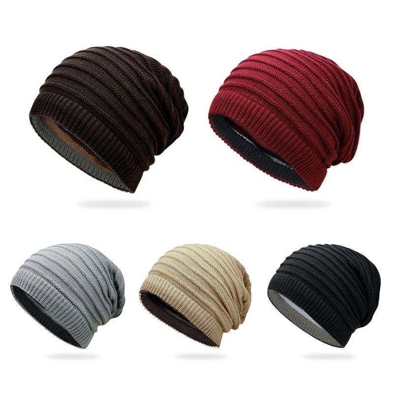 Vinter unisex strikket lue trend Dobbel-bruk skjerf herre kvinner sikring lokk