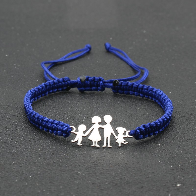 Lucky czerwony sznurek bransoletki dla rodziny tata mama córka syn pleciony ze stali nierdzewnej regulowany urok bransoletka kobiety mężczyźni biżuteria: Blue