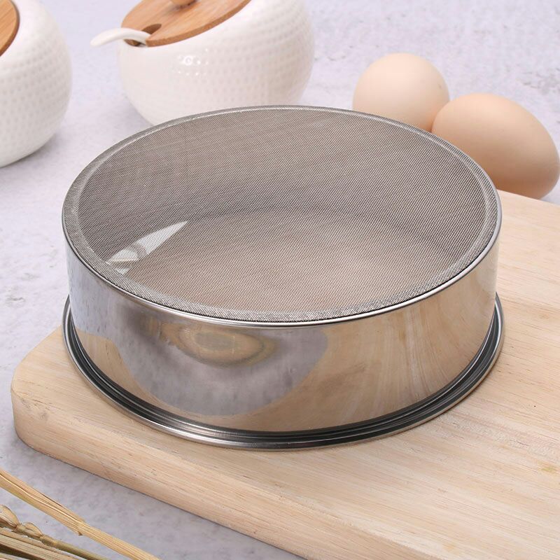 Stainless Steel Fine Mesh Strainers Flour Sieve 40 Mesh Round Sifter for Baking Cake Bread 6, 8,10, 12Inch Set of 4