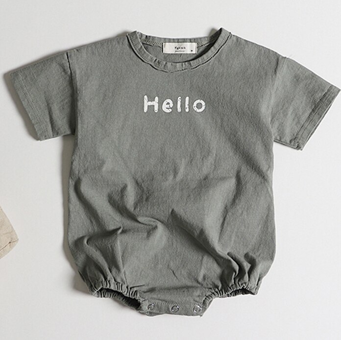 Zomerse koreaanse baby bodysuits met letterprint voor jongens en meisjes, jumpsuits en schattige babykleding: Groente / 3m