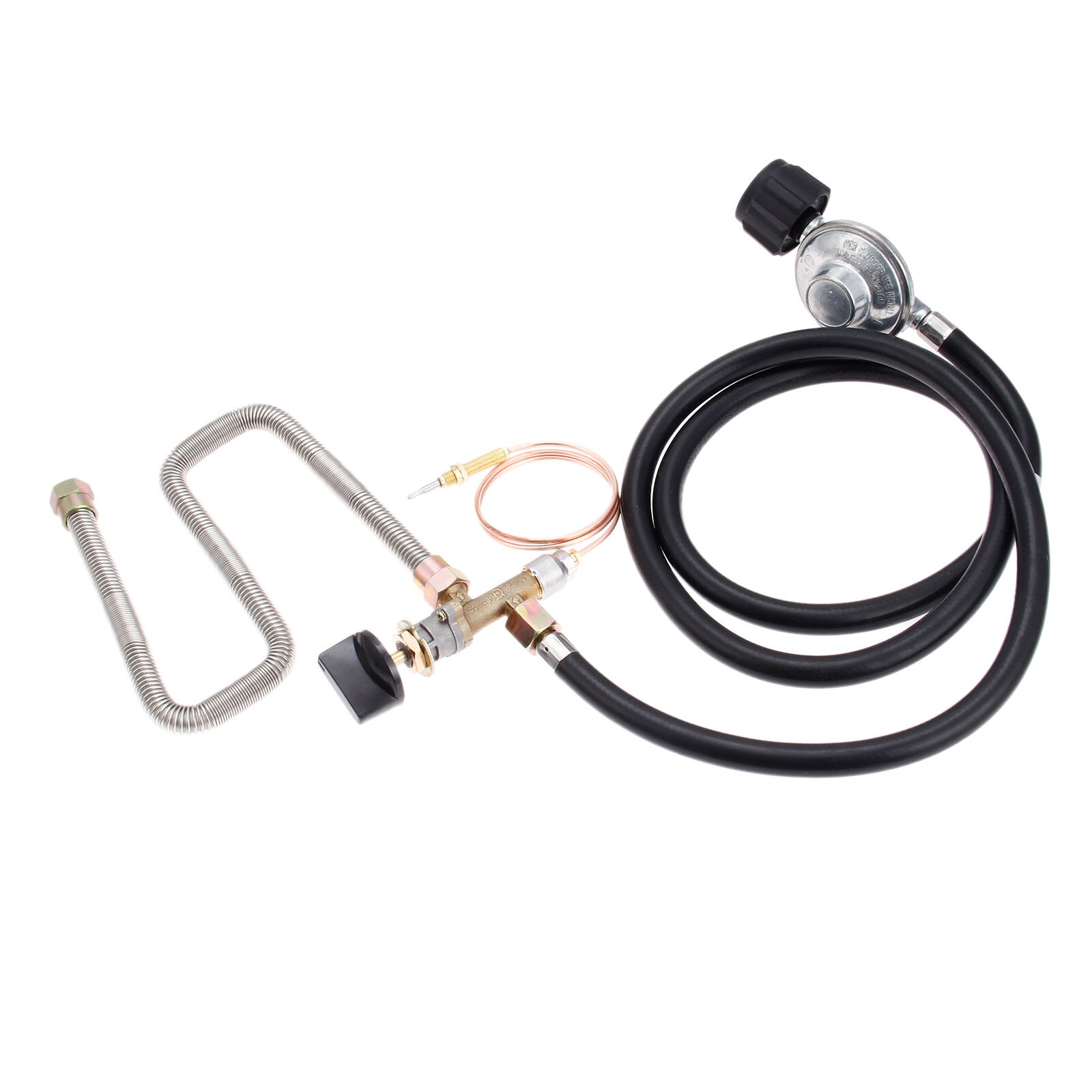 Propane Fire Pit Gas Control Valve System Regulator Kit With Hose 600mm Universal M8 Thermocouple 24inch Whister Free Flex Line