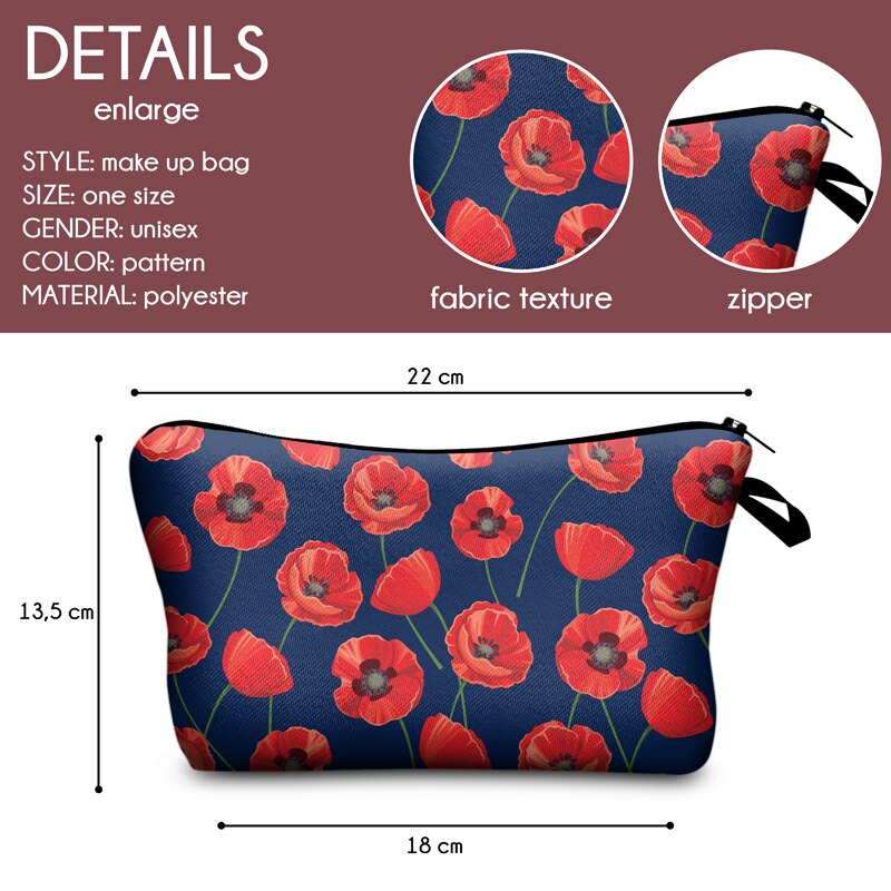 Jomtokoy Delle Donne Fiori di Stampa PatternTravel Sacchetto Cosmetico di Trucco della Borsa Del Sacchetto Femminile Della Borsa Della Chiusura Lampo ottavino Cosmetici Fare su Borse