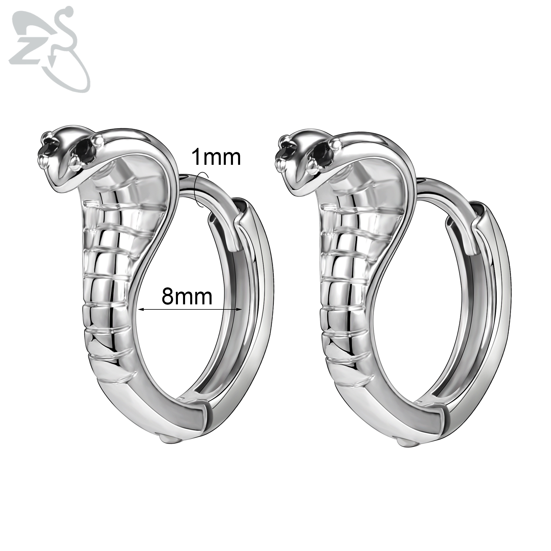 ZS-pendientes de aro de acero inoxidable para hombre, aretes redondos de calavera, serpiente, gótico, Punk, Rock, colgante, cartílago de hélice, 18G, 2 unidades por lote: COLOR ORO ROSADO