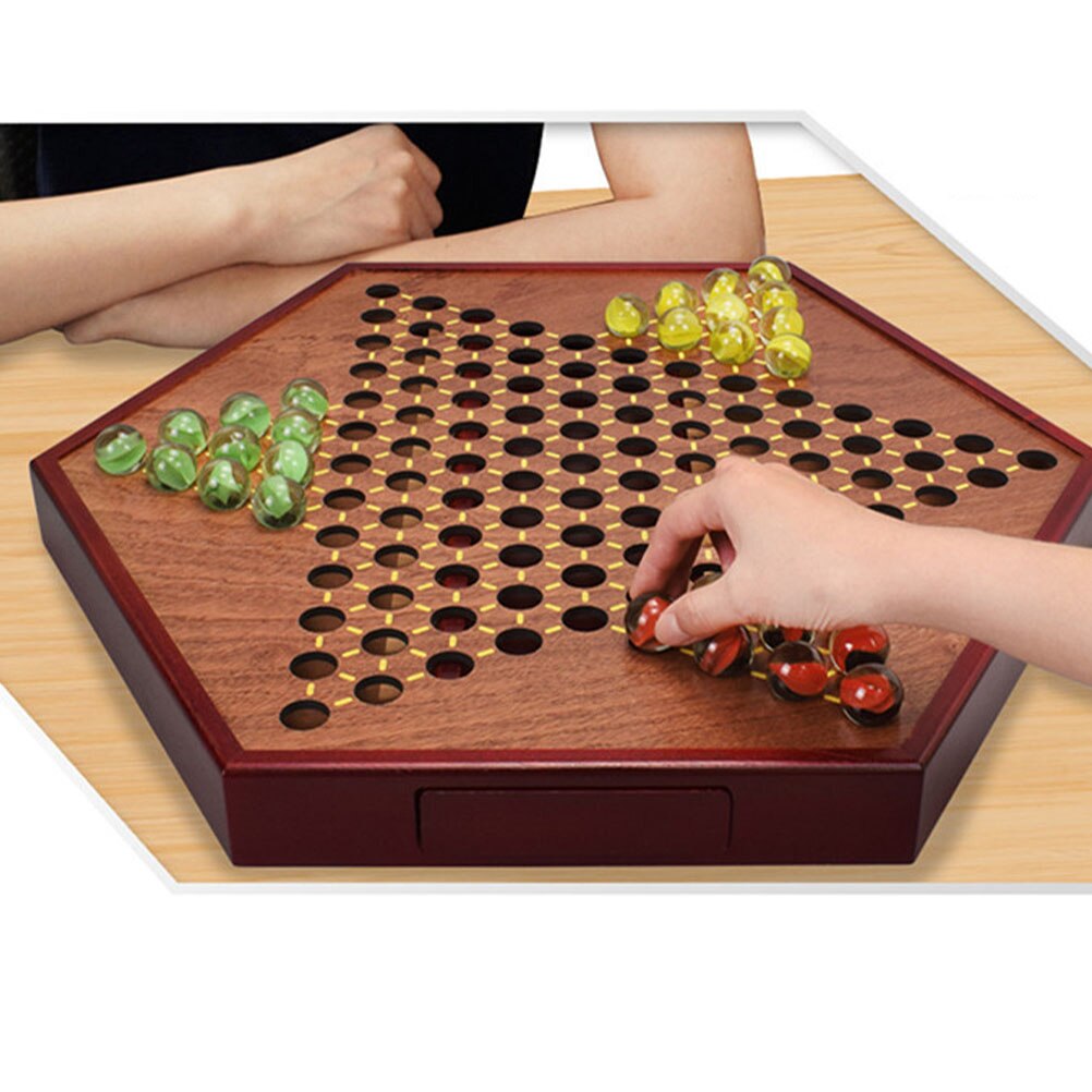 1 Set Wooden Traditional Educational Funny Chinese Checkers Chinese Chequers Checker