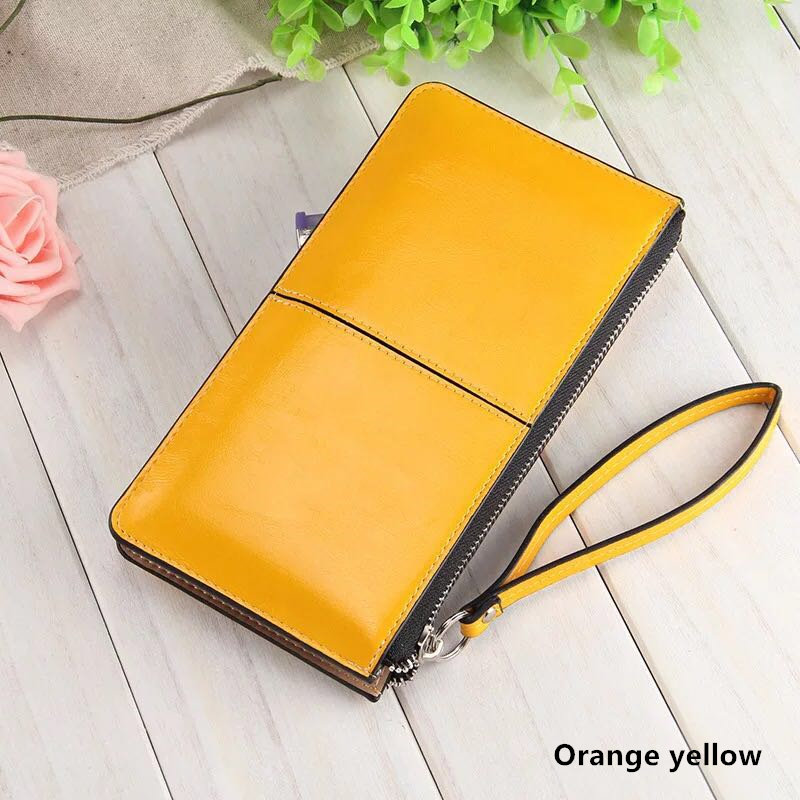 Women Wallets Long Candy Oil Leather Wallet Day Clutch Women's Purse Female Purse Clutch Card Holder: 6