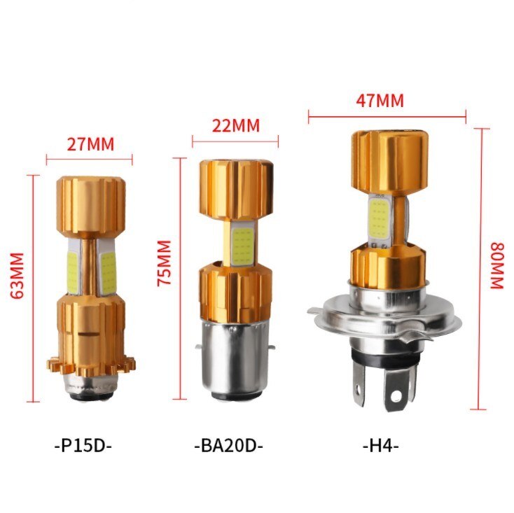 H4/P15D/BA20D 18W Led 3 Cob Motorfiets Koplamp Lamp 2000LM 6000K Hi/Lo Beam licht