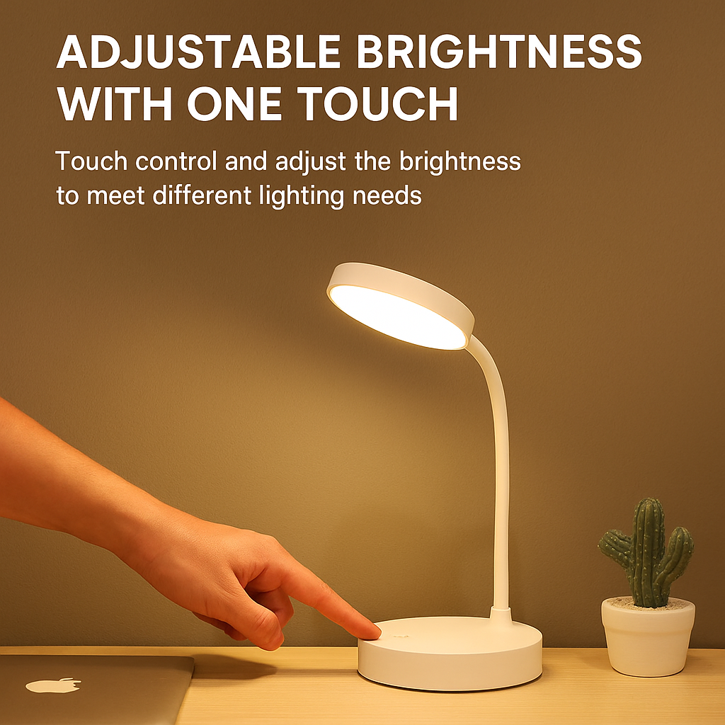 Confezione da 2 lampade da scrivania a LED, lampada da tavolo portatile con USB, 3 luminosità, protezione per gli occhi, controllo touch per camera da letto o ufficio