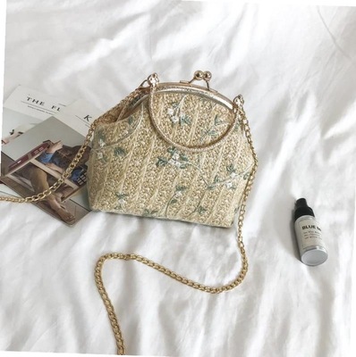 YBYT mode stro tassen voor vrouwen kleine handtas zomer stijl chain shell schoudertas purse casual vrouwelijke messenger tas: Khaki