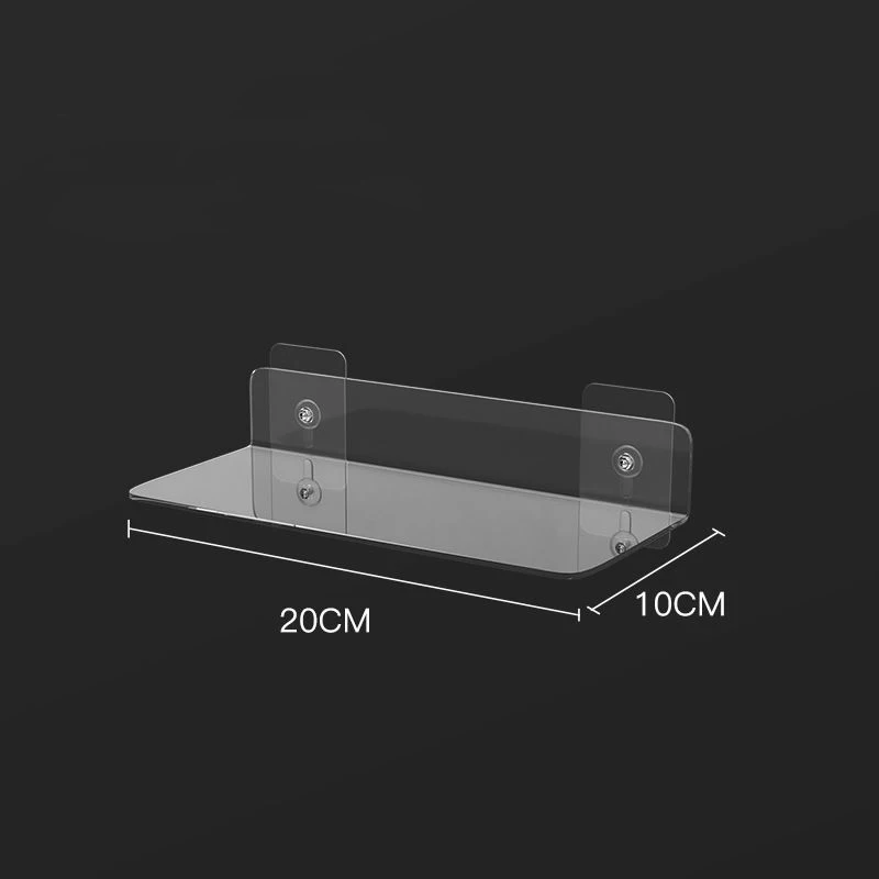 Estante de pared acrílico transparente de 20-50cm, organizador de almacenamiento flotante para baño/cocina, estante montado transparente grueso para decoración: BLANCO