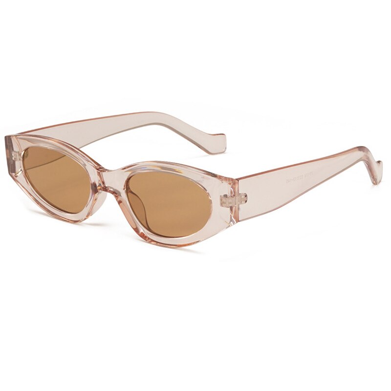 Oec cpo vintage kleine cat eye dames zonnebril heren persoonlijkheid groene punk zonnebril dames ovaal  uv400 brillen: Bruinbruin