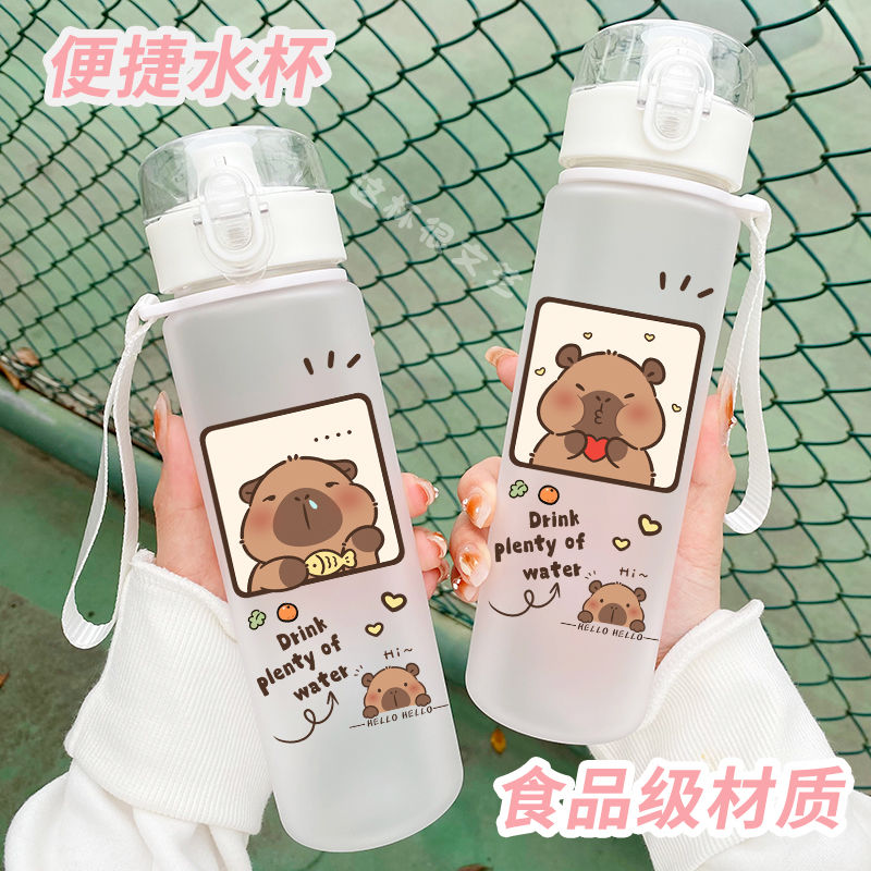 Botellas de bebida de rebote Capybara de 560ml, botella de agua de plástico barata Popular de dibujos animados, promocionales reutilizables, taza de agua de Capybara